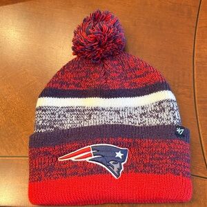 47 Brand New England patriots Red and Blue Knit Hat like new